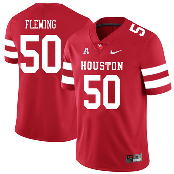 2018 Men #50 Aymiel Fleming Houston Cougars College Football Jerseys Sale-Red
